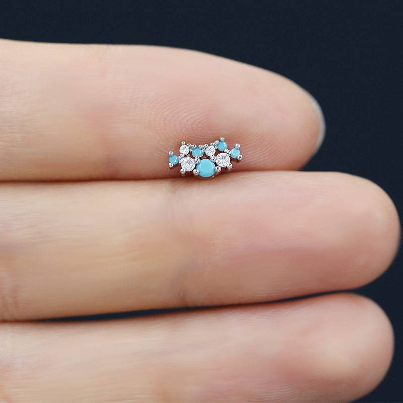 Nazalni prsten s privjeskom od cirkona u obliku srca i ametistnim kristalom — nehrđajući čelik, unisex, elektroplatirano