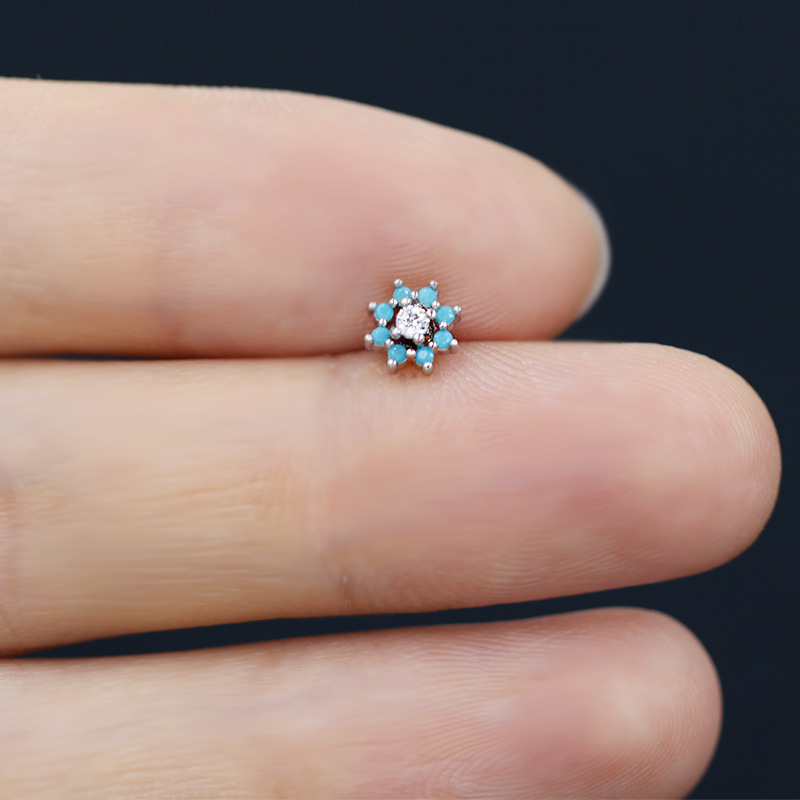 Nazalni prsten s privjeskom od cirkona u obliku srca i ametistnim kristalom — nehrđajući čelik, unisex, elektroplatirano