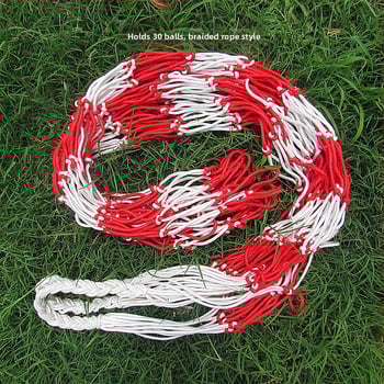 Tinklelio kamuolių krepšys krepšiniui, futbolui ir tinkliniam sportui; didelė talpa; medžiaga: poliesteris, polipropilonas; pritaikymas