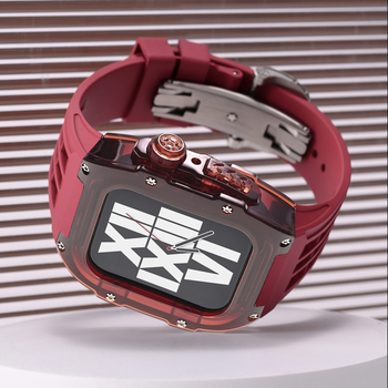 Apple Watch apsauginė dėklas su fluororinės gumos juosta ir drugelio saga, skaidrus, 20 mm sąsaja