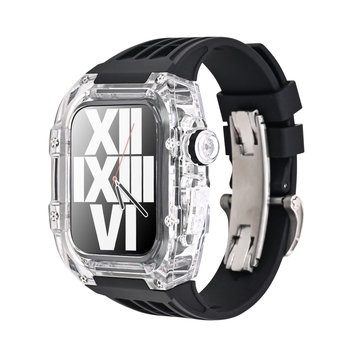 Apple Watch apsauginė dėklas su fluororinės gumos juosta ir drugelio saga, skaidrus, 20 mm sąsaja