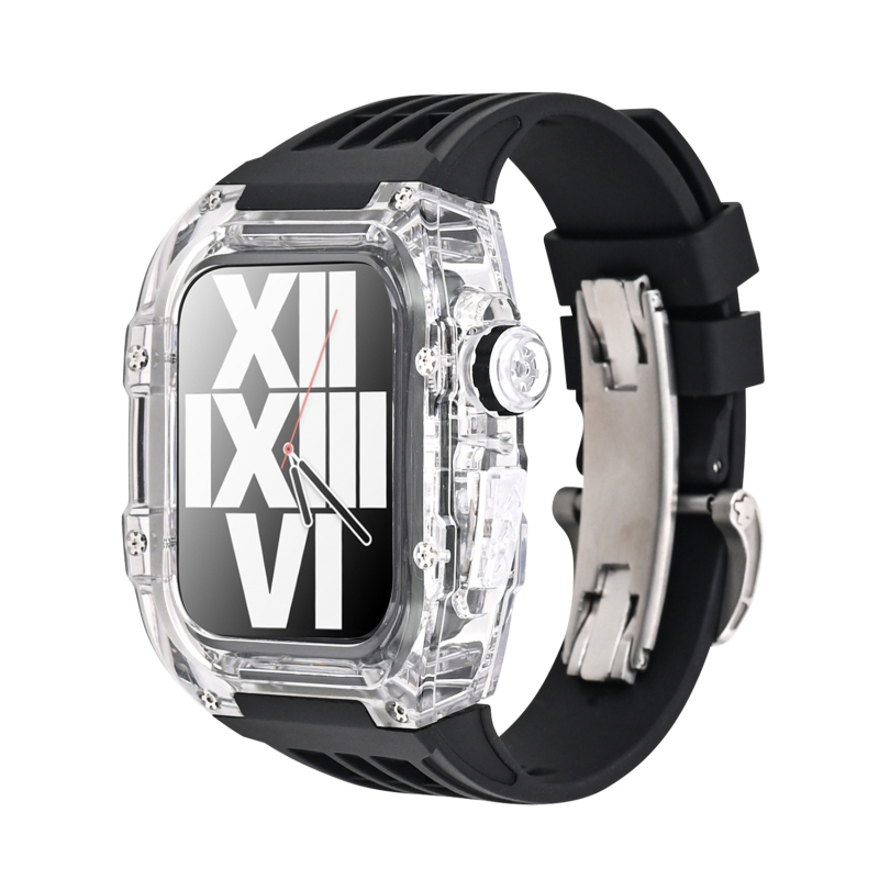Apple Watch apsauginė dėklas su fluororinės gumos juosta ir drugelio saga, skaidrus, 20 mm sąsaja