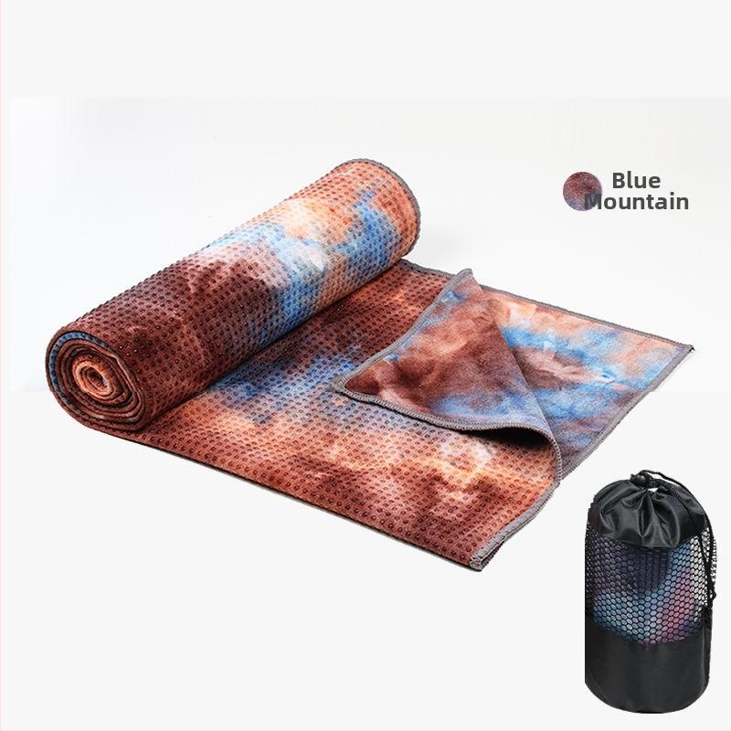 Jogas dvieli paklājs ar bieza pretslīdējošu slāni, paplašinātu sviedru uzsūkšanas virsmu un iekļauto pledu