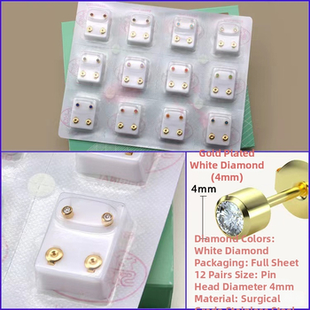 Όπλο τρυπήματος αυτιού – Ανοξείδωτος χάλυβας 316, ηλεκτροπλατίωση, unisex, απλό στυλ, κύκλος, καρδιά, πέντε αστέρια