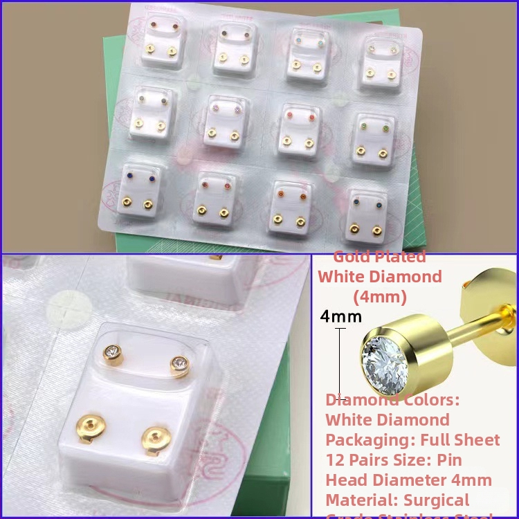 Pistolka na piercing ucha – 316 nerezová oceľ, elektroplatovanie, unisex, jednoduchý štýl, kruh, srdce, päť hviezd