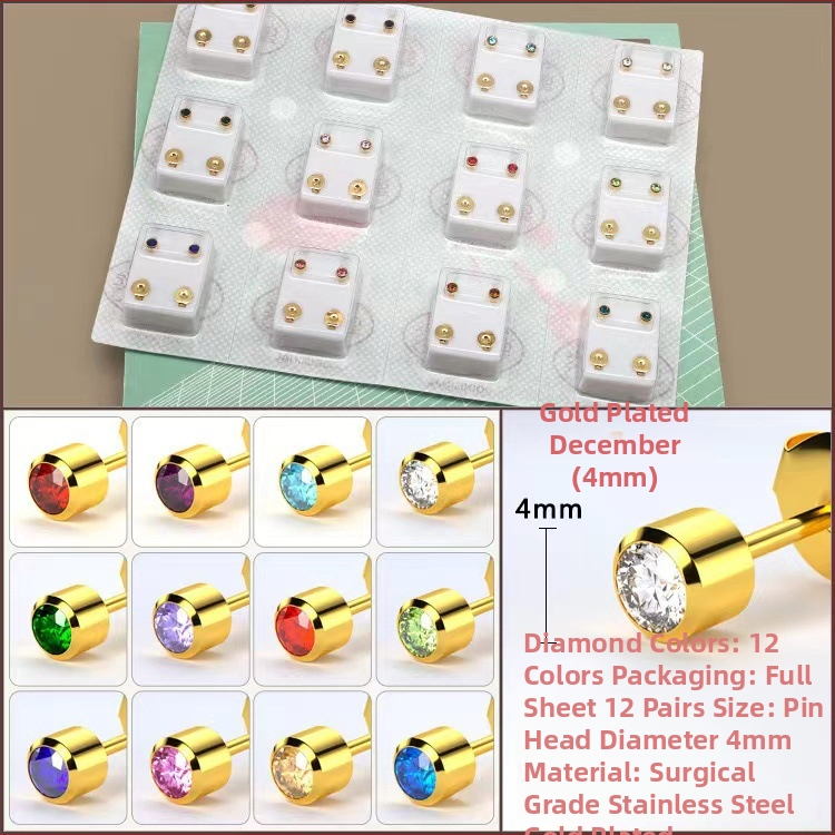 Pistolka na piercing ucha – 316 nerezová oceľ, elektroplatovanie, unisex, jednoduchý štýl, kruh, srdce, päť hviezd