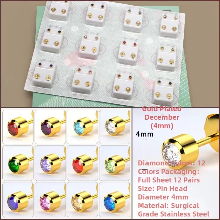 Όπλο τρυπήματος αυτιού – Ανοξείδωτος χάλυβας 316, ηλεκτροπλατίωση, unisex, απλό στυλ, κύκλος, καρδιά, πέντε αστέρια