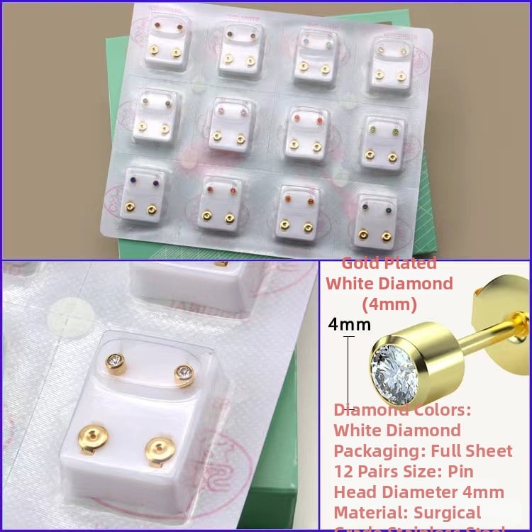 Όπλο τρυπήματος αυτιού – Ανοξείδωτος χάλυβας 316, ηλεκτροπλατίωση, unisex, απλό στυλ, κύκλος, καρδιά, πέντε αστέρια