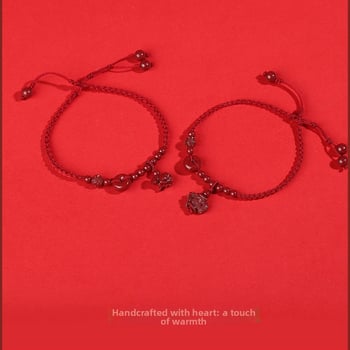 Natūralus cinnabaro apyrankė kulkšnyje, zodiako tema, austas