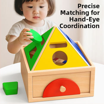 Montessori puidust mänguasi värvi- ja kujutunnustuse jaoks – ehitusklotsid varaseks õppimiseks, 0-3 aastat