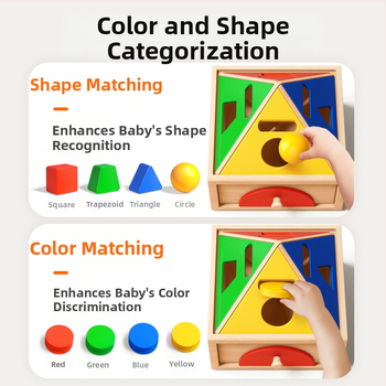 Montessori puidust mänguasi värvi- ja kujutunnustuse jaoks – ehitusklotsid varaseks õppimiseks, 0-3 aastat