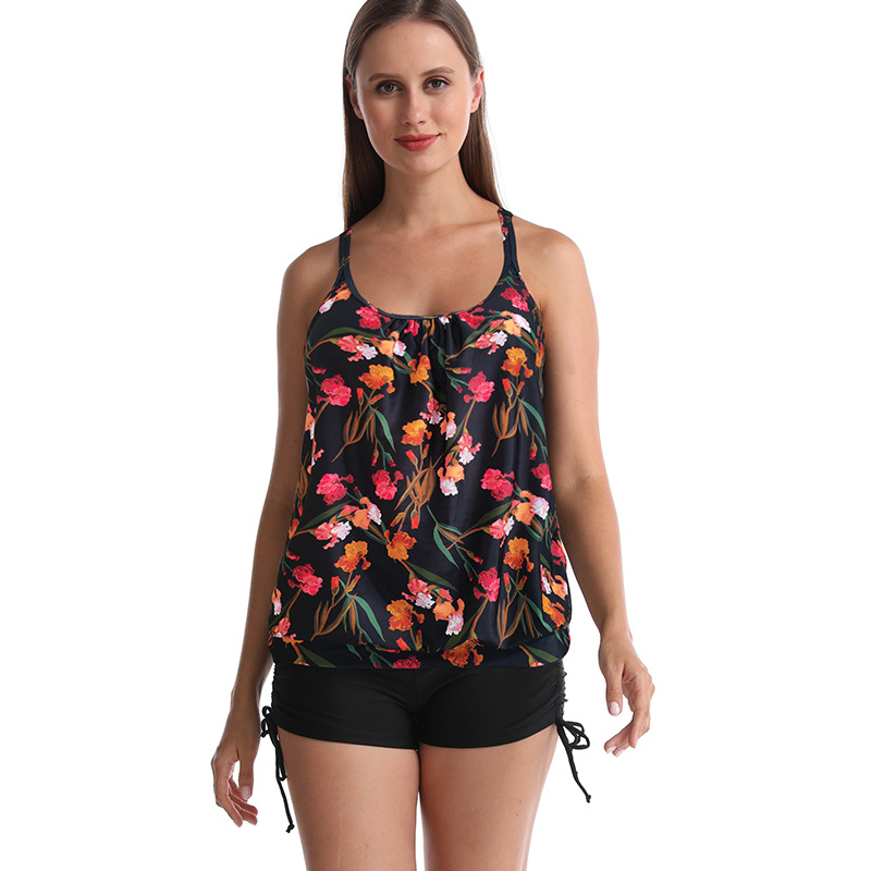 Ženski dvodijelni kupaći kostim s konzervativnim printom - brzo suši, visoka elastičnost, s jastučićem za grudi i bez čelične potpore