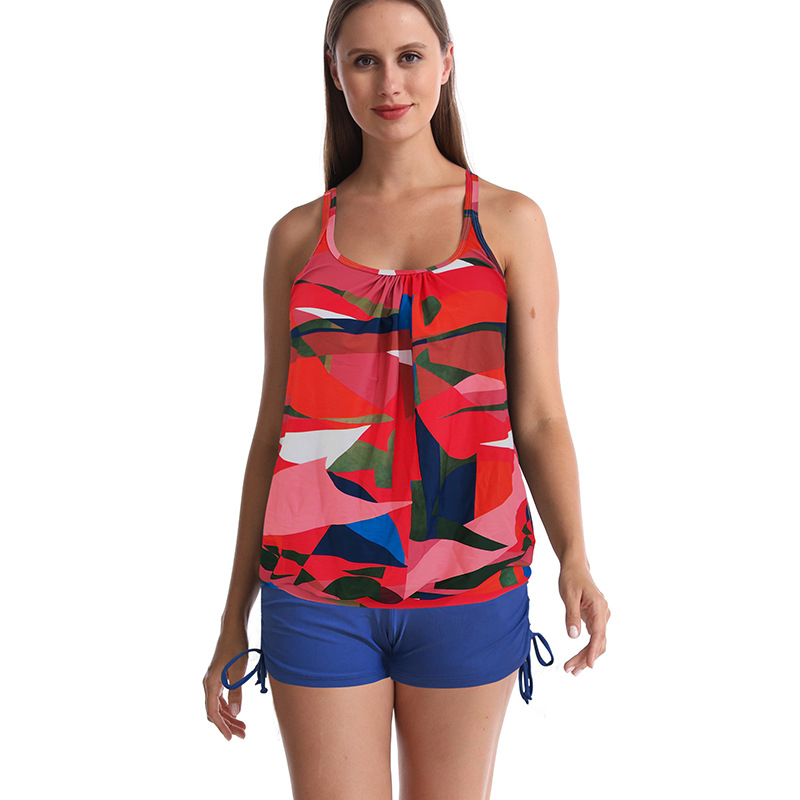 Ženski dvodijelni kupaći kostim s konzervativnim printom - brzo suši, visoka elastičnost, s jastučićem za grudi i bez čelične potpore