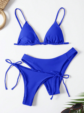 Női bikini fürdőruha, háromszög felső párnázott, egyszínű, nejlon anyag elasztán bélés, 200 g