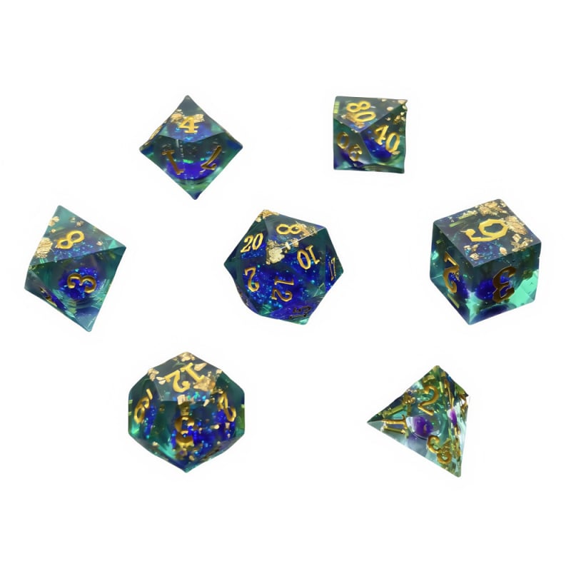 Polühedraalsed täringud tehtud resinist – teravad servad, parema nurga stiil, ebatraditsiooniline kuju, 200 tk karbis