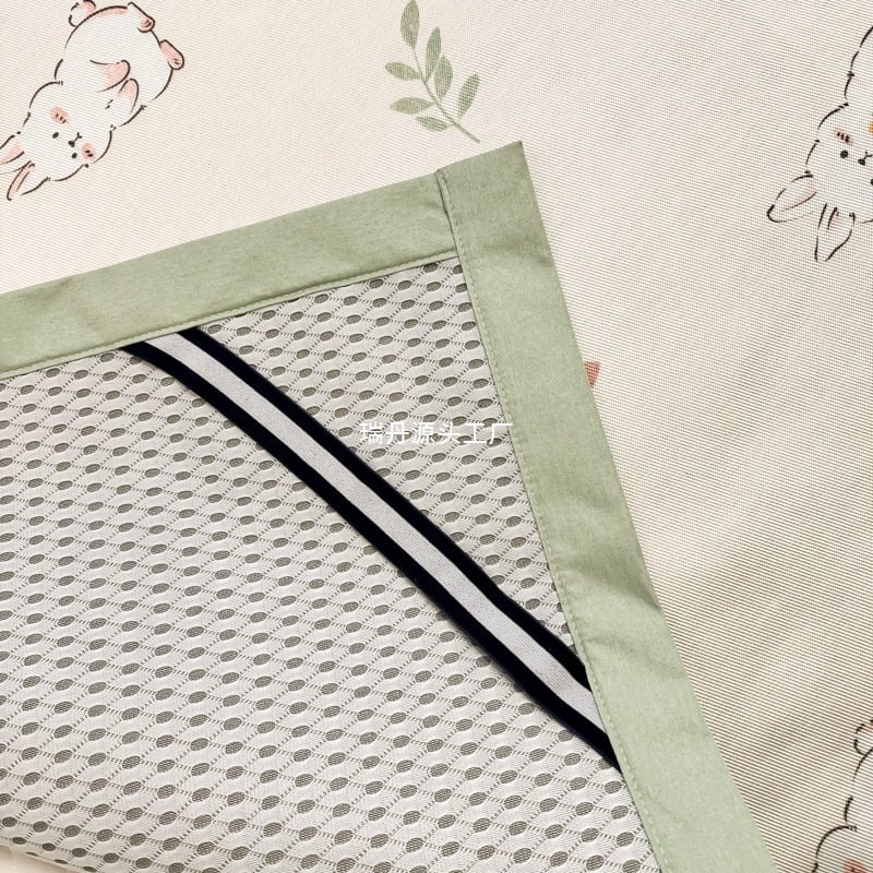 RUIDAN Mat od ice silk i ratan – Jacquard tkanje, sklopiva, set mat, cartoon stil, za studentske domove