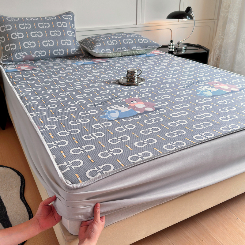 Σετ ψυχόμενο ματ από ice silk, διαπνέον, Jacquard ύφανση, τρία τεμάχια, πτυσσόμενο, για φοιτητικό δωμάτιο/οικιακή χρήση