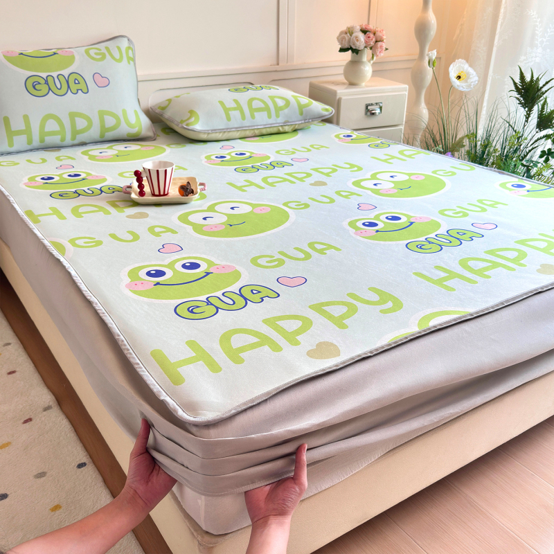 Σετ ψυχόμενο ματ από ice silk, διαπνέον, Jacquard ύφανση, τρία τεμάχια, πτυσσόμενο, για φοιτητικό δωμάτιο/οικιακή χρήση