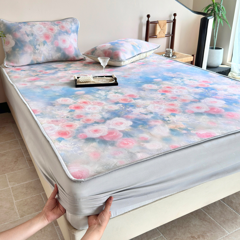 Σετ ψυχόμενο ματ από ice silk, διαπνέον, Jacquard ύφανση, τρία τεμάχια, πτυσσόμενο, για φοιτητικό δωμάτιο/οικιακή χρήση