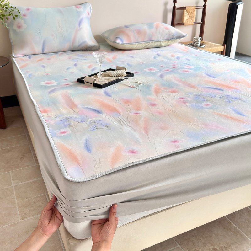 Σετ ψυχόμενο ματ από ice silk, διαπνέον, Jacquard ύφανση, τρία τεμάχια, πτυσσόμενο, για φοιτητικό δωμάτιο/οικιακή χρήση