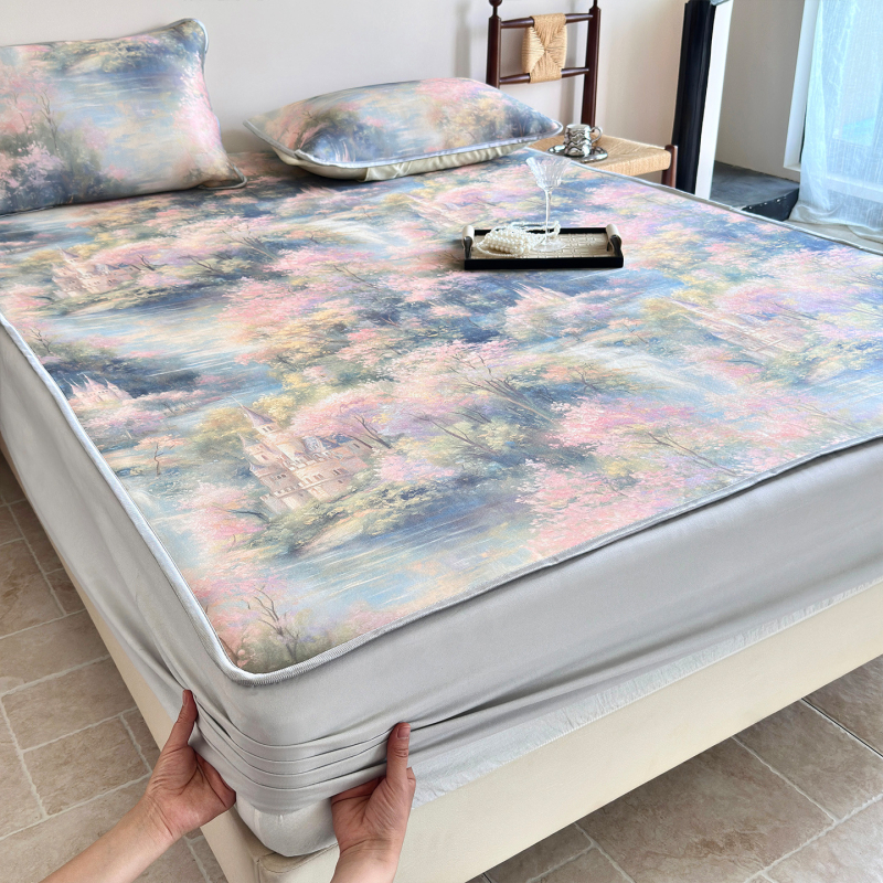 Σετ ψυχόμενο ματ από ice silk, διαπνέον, Jacquard ύφανση, τρία τεμάχια, πτυσσόμενο, για φοιτητικό δωμάτιο/οικιακή χρήση