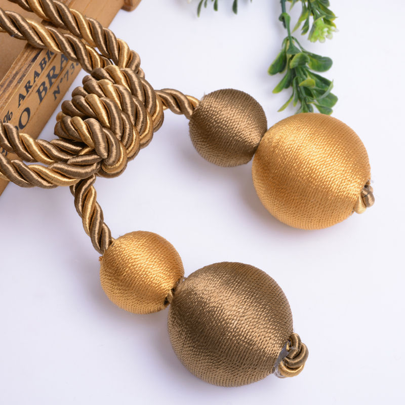 Zavjesni set s kugličastim resicama, europski stil – visoka kvaliteta, kopče i užadi. Marka Unique; Materijal Tekstil; Stil Jednostavan i Moderan