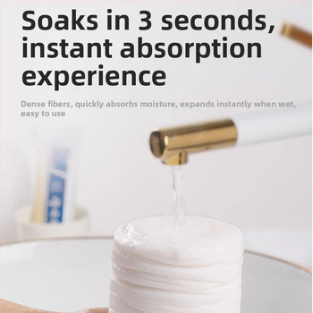 Vienkartinis kompresinis dušo rankšluostis iš augalinių pluoštų, 50 g ir daugiau, atskirai įpakuotas, nešiojamas veido rankšluostis kelionėms