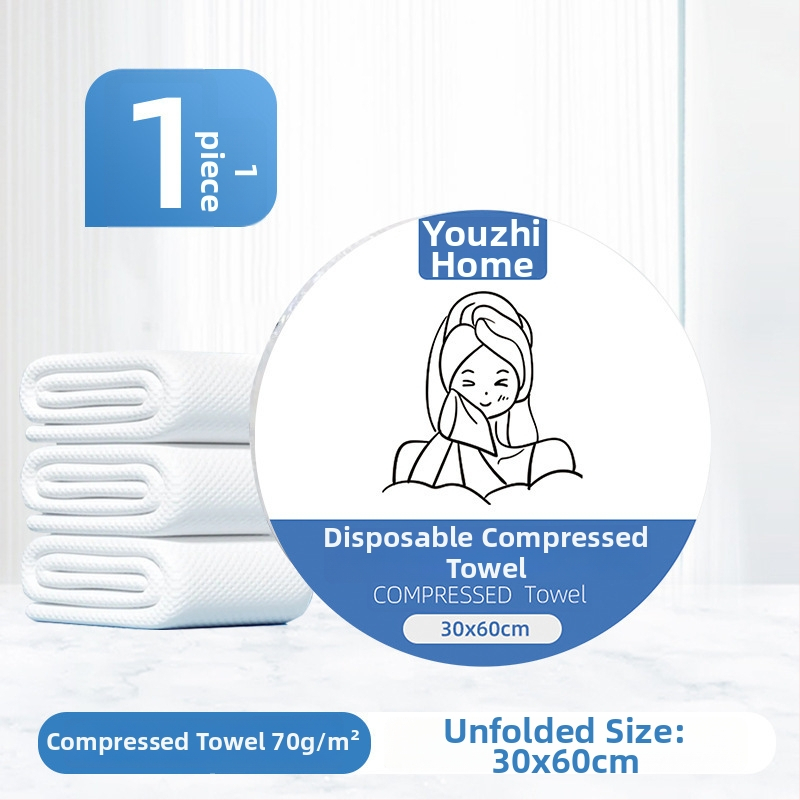 Vienkartinis kompresinis dušo rankšluostis iš augalinių pluoštų, 50 g ir daugiau, atskirai įpakuotas, nešiojamas veido rankšluostis kelionėms