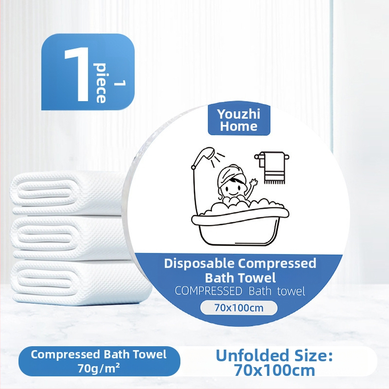 Vienkartinis kompresinis dušo rankšluostis iš augalinių pluoštų, 50 g ir daugiau, atskirai įpakuotas, nešiojamas veido rankšluostis kelionėms