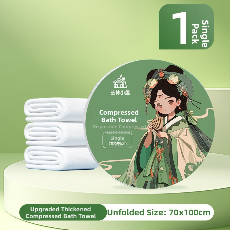 Vienkartinis kompresinis dušo rankšluostis iš augalinių pluoštų, 50 g ir daugiau, atskirai įpakuotas, nešiojamas veido rankšluostis kelionėms