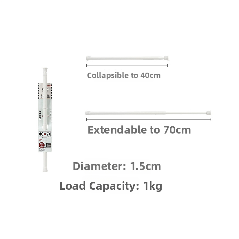 Bez urbšanas aizkariem āķis ar teleskopisku stieni, plastmasa, maksimālā slodze 5 kg, japāņu stilā, 2 gab.