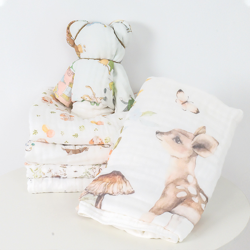 Harte újszülött fürdőtörölköző, pamut, ideális nyárra–tavaszra–őszre, állat- és rajzfilm minta