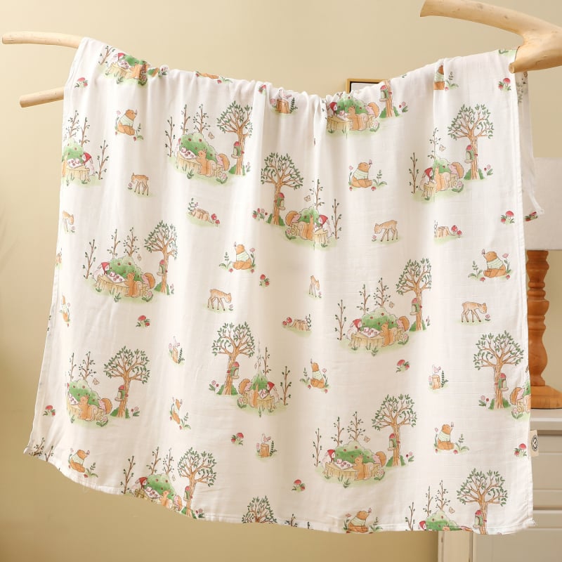 Wrap od bambusovih vlakana za novorođenčad, crtani motiv životinja, pogodno za proljeće, ljeto i jesen