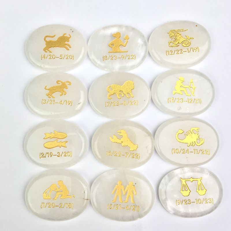 Prirodni ametistni kristalni ukrasni set – 12 komada sa znakovima Zodijaka