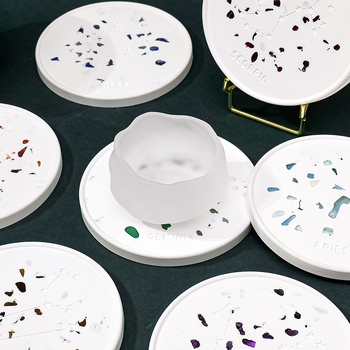 Set podložaka za čaše i tanjure od kristalnog sirovog kamena – moderni minimalistički dizajn, Runke jewelry