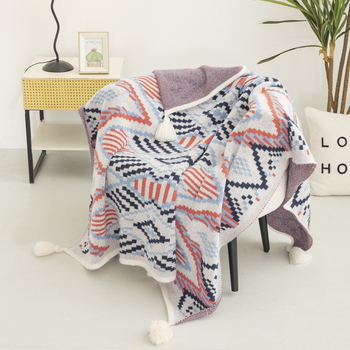 Boho pleteni deka, lagani luksuzni šal-deka za ured i kauč