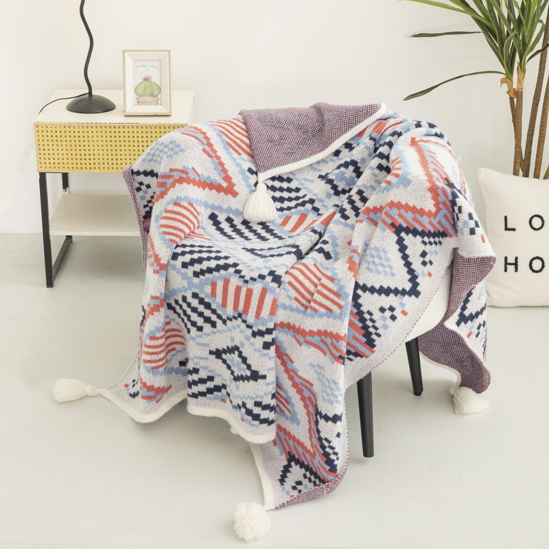 Boho pleteni deka, lagani luksuzni šal-deka za ured i kauč