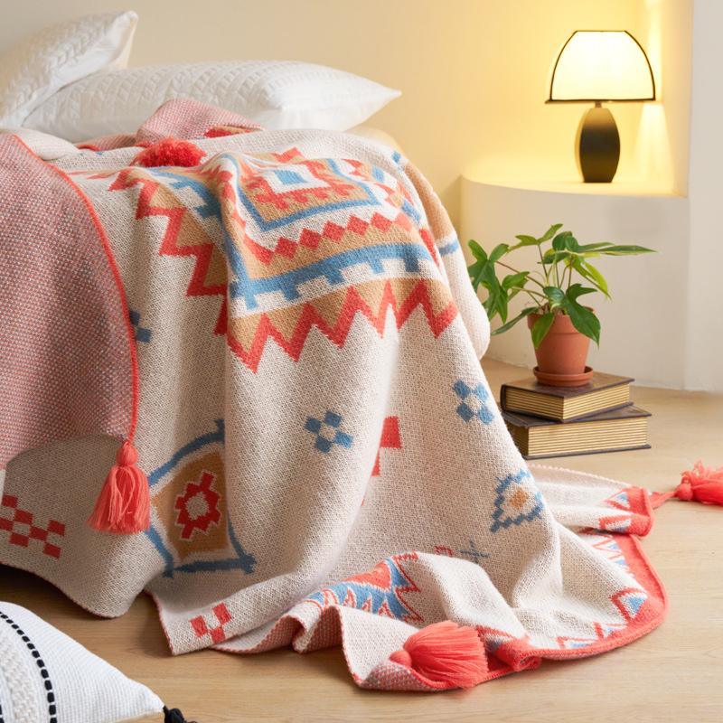 Boho pleteni deka, lagani luksuzni šal-deka za ured i kauč