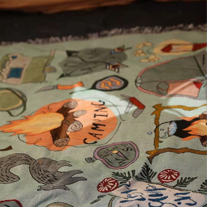 Szabadban kemping takaró, pasztorális egyszínű mintázat, anyag 900, tömege 800–999 g, tavasz és ősz, fonal takaró