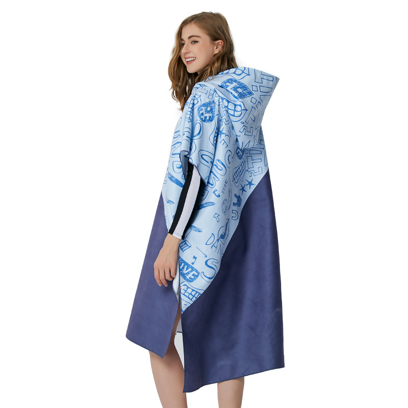 Kapucnis mikroszálas törölköző, viselhető, gyorsan száradó, 200–300 g/m², 120D, mindkét oldalon nyomtatás