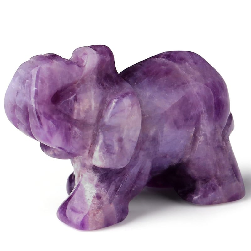 Ametüst-kristall elevandi skulptuur, looduslik kivi, dekoratiivne ornament stressi leevendamiseks, kaal 40–60 g