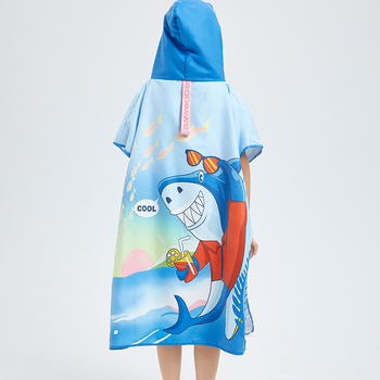 Gyerekeknek kapucnis törölköző köntös úszáshoz – rajzfilmnyomtatás, szuperfinom rost, 150D, 200–300 g