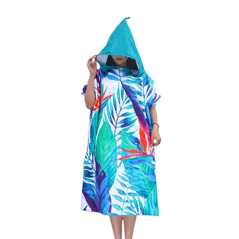 Odrasli ručnik za kupaonu s kapuljačom od mikrovlakana, transferni tisak, brzo sušenje, zaštita od sunca, 570 g, 150D