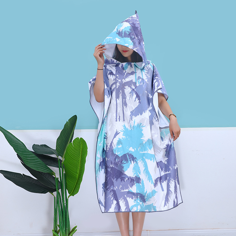 Odrasli ručnik za kupaonu s kapuljačom od mikrovlakana, transferni tisak, brzo sušenje, zaštita od sunca, 570 g, 150D