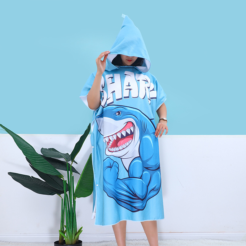 Odrasli ručnik za kupaonu s kapuljačom od mikrovlakana, transferni tisak, brzo sušenje, zaštita od sunca, 570 g, 150D