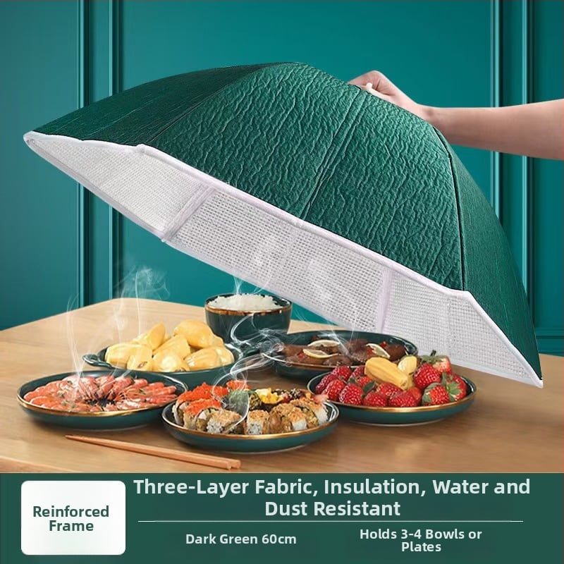Soojendav toidukate võrgust materjalist, kokkukäiv söögilaua kate, kärbeste ja tolmu kaitse