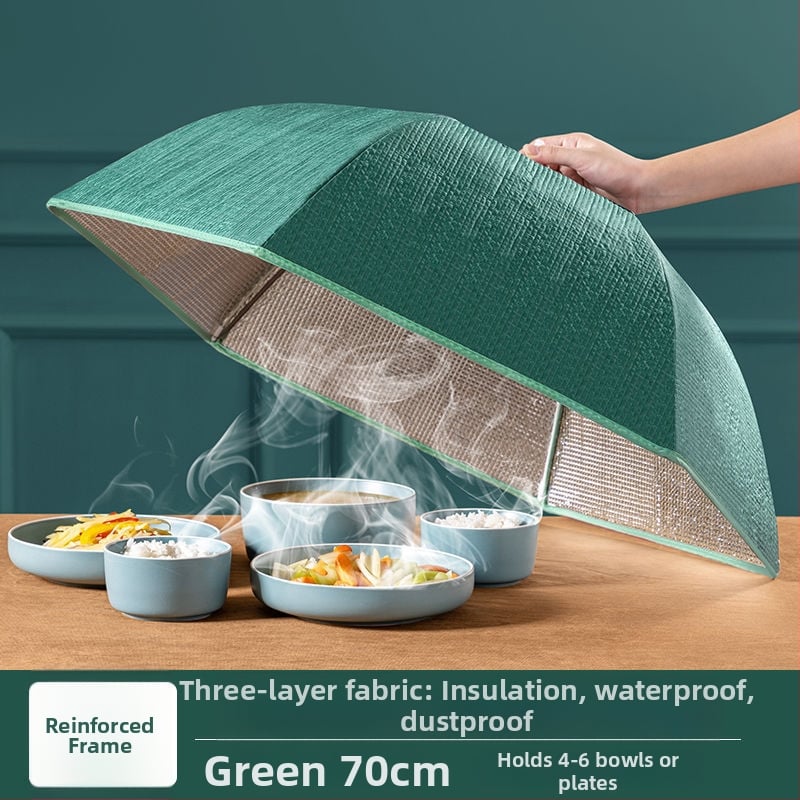 Soojendav toidukate võrgust materjalist, kokkukäiv söögilaua kate, kärbeste ja tolmu kaitse