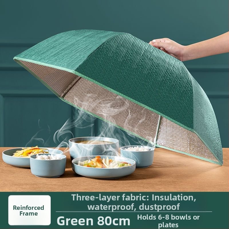 Soojendav toidukate võrgust materjalist, kokkukäiv söögilaua kate, kärbeste ja tolmu kaitse