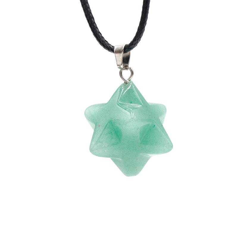 Kristallripats kaelakeele geomeetrilise kuueharulise tähe kujul, ametüstkristall, Nr. 1586 Kaba Star