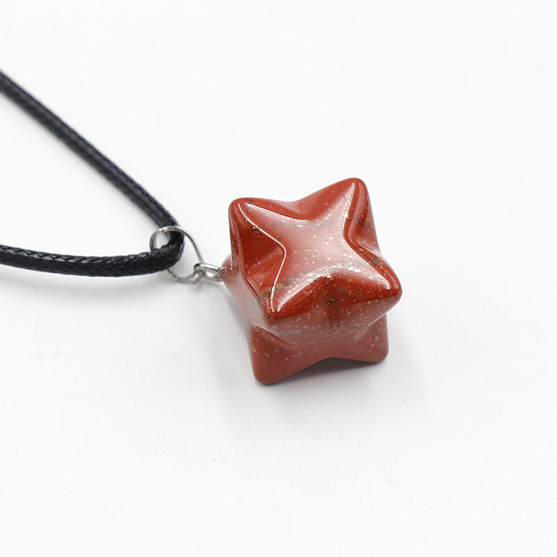 Kristallripats kaelakeele geomeetrilise kuueharulise tähe kujul, ametüstkristall, Nr. 1586 Kaba Star